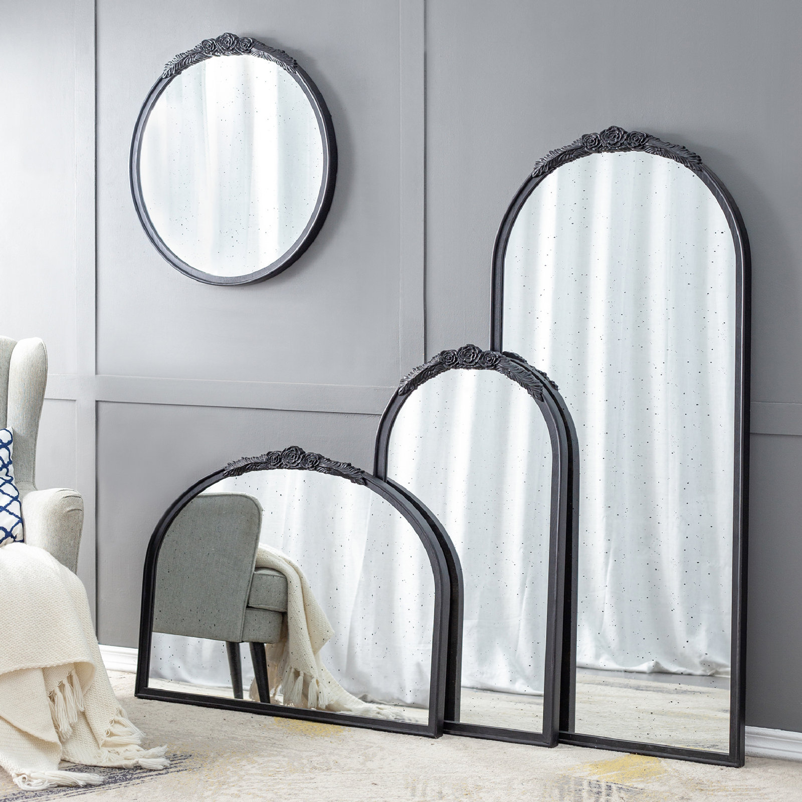 Langosta 30" Accent Mirror, 42"H x 23"W, Black