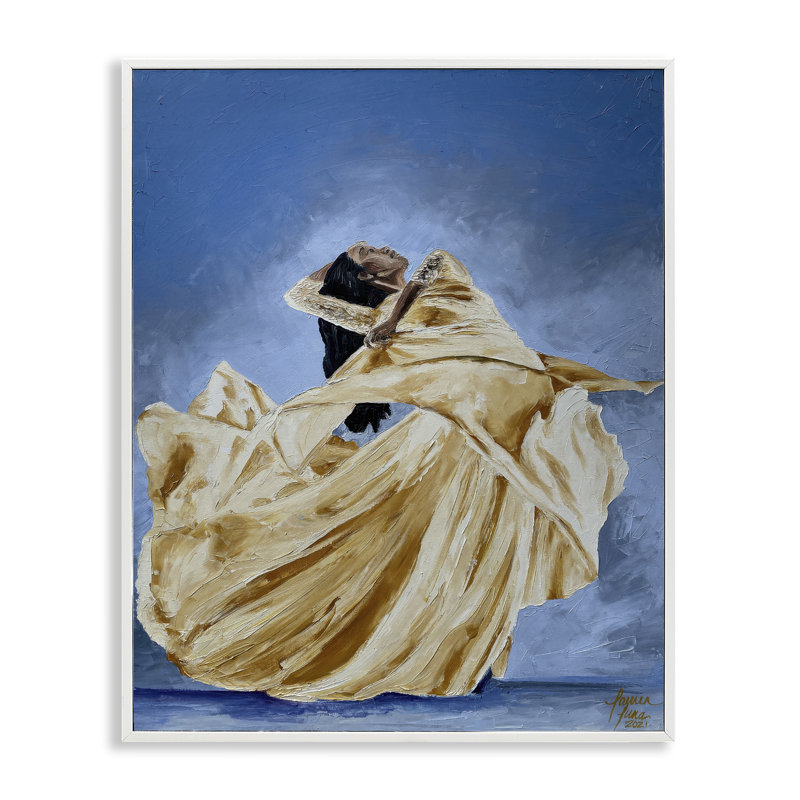 Expressive Elegant Dancer, giclée encadrée, design par Lauren Luna, 14 x 11, Coastal White Giclee Framed