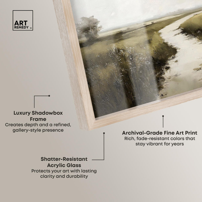 «Grassline Reflections Shadowbox Print» par Art Remedy, H 25 po x l 31 po, Crème, crème