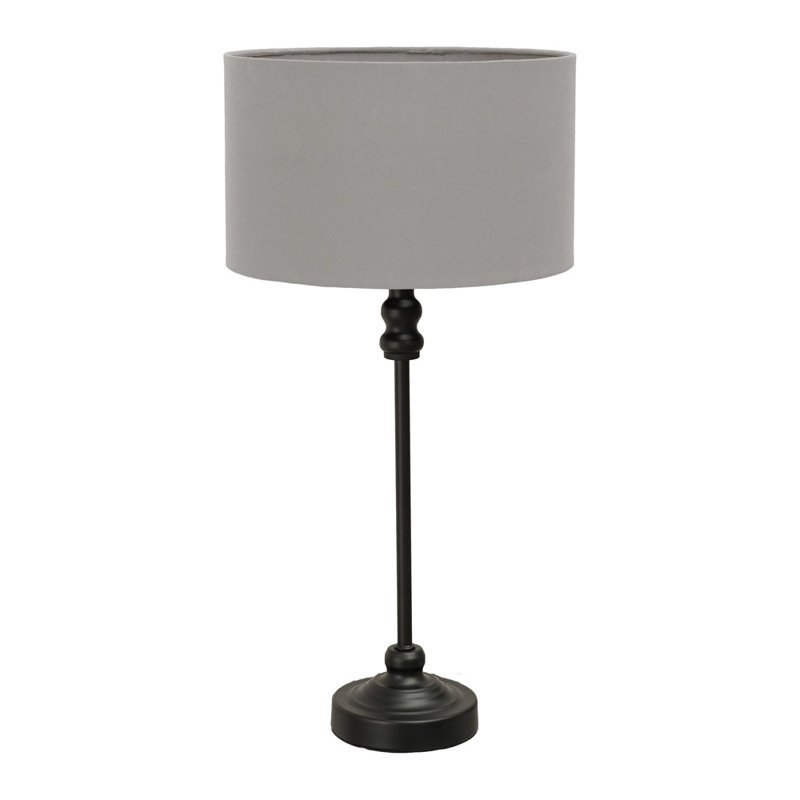 Reselva Metal Table Lamp, Black Base/Grey Shade