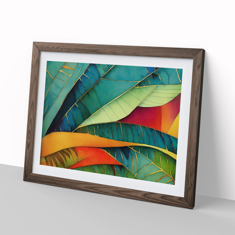 Jungle Flowers Vol.2 - Single Picture Frame Painting, Walnut, 34cm H x 46cm W x 2cm D