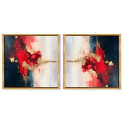 «Crimson Fall I Set Canvas Dark Abstracts» par Art Remedy