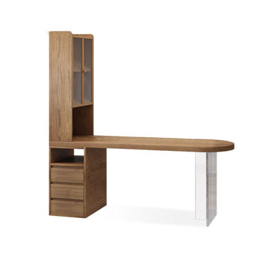 Solid wood desk Bookshelf Bookcase combination Acrylic desk