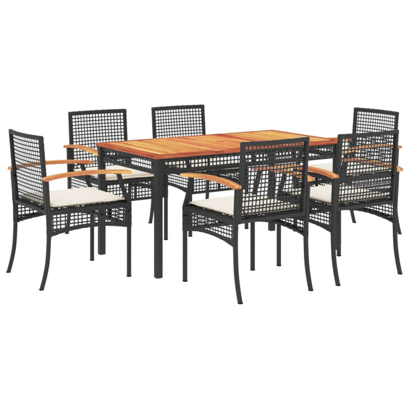 Ensemble repas 5 pièces avec coussins en rotin Bayou Breeze, Blanc / noir, H 29,5 po x l 31,5 po x L 55,1 po, 6