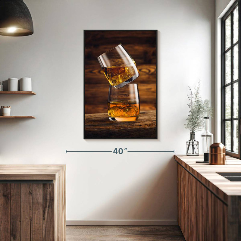 Whisky On Whisky, Cadre flottant noir, 27 po x 40 po