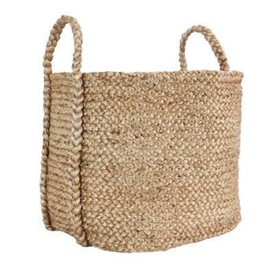 Reva Jute Floor Storage Basket In Natural