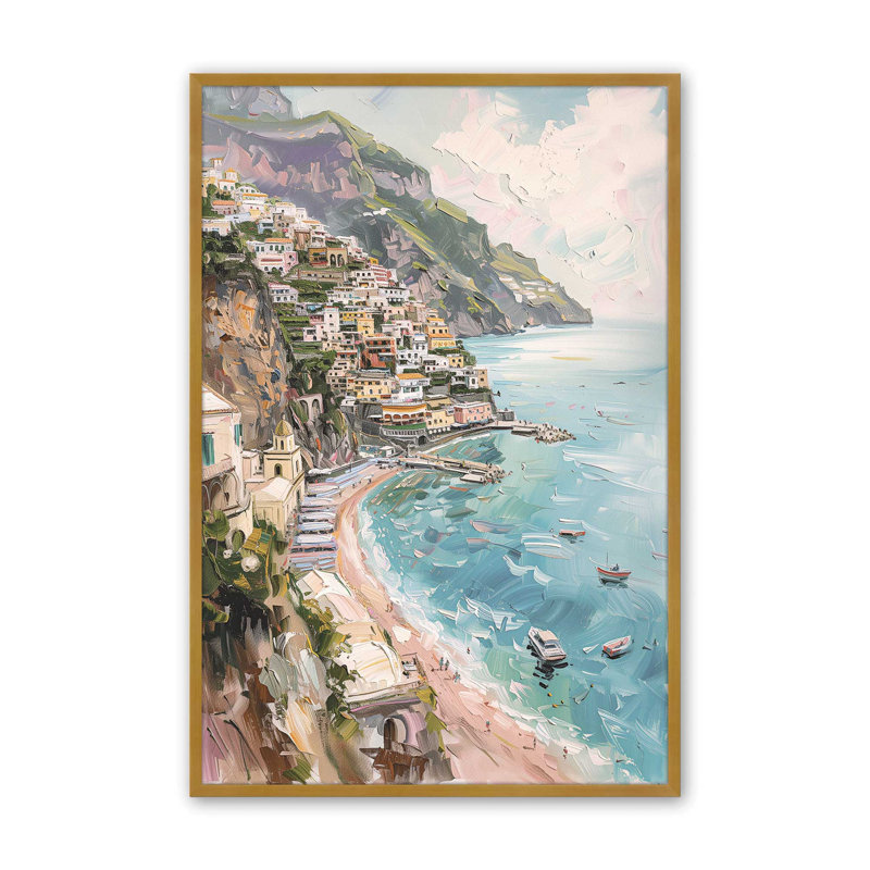 «Coastal Charm», impression encadrée sur papier par Azure Artisanal Studio, Or poli, H 25,25 po x l 19,25 po x P 1,25 po