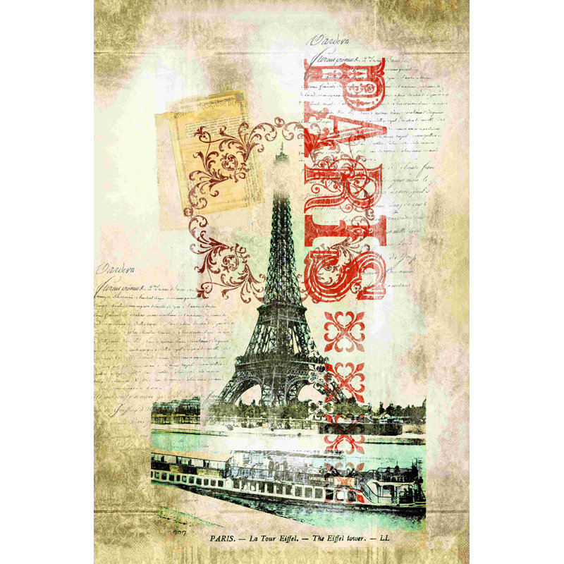 Vintage Paris 2 - Impression sur toile tendue, L 12 po x H 18 po