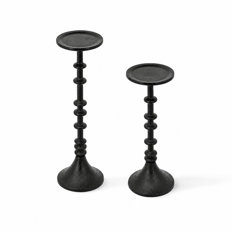 Ensemble de 2 porte-bougies en fer noir, chandeliers décoratifs pour table de salle à manger, manteau de cheminée et salon