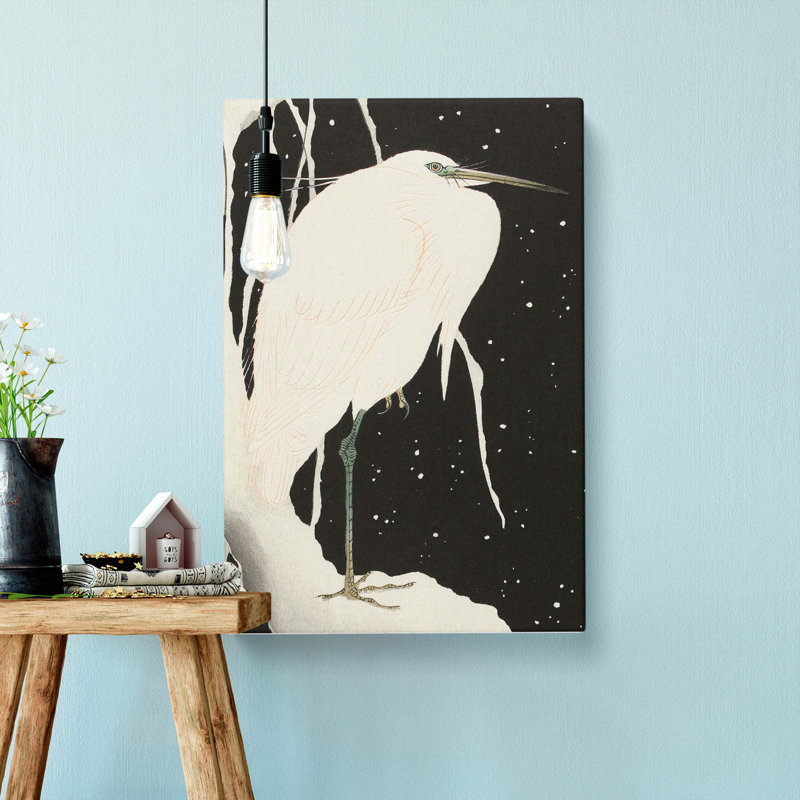 Heron in the Snow by Ohara Koson - Wrapped Canvas, 60cm H x 40cm W x 3cm D
