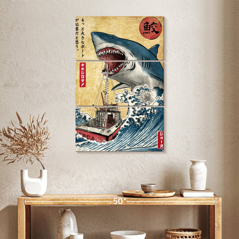 Brampt Hunting The Shark In Japan, 38" H x 24" W