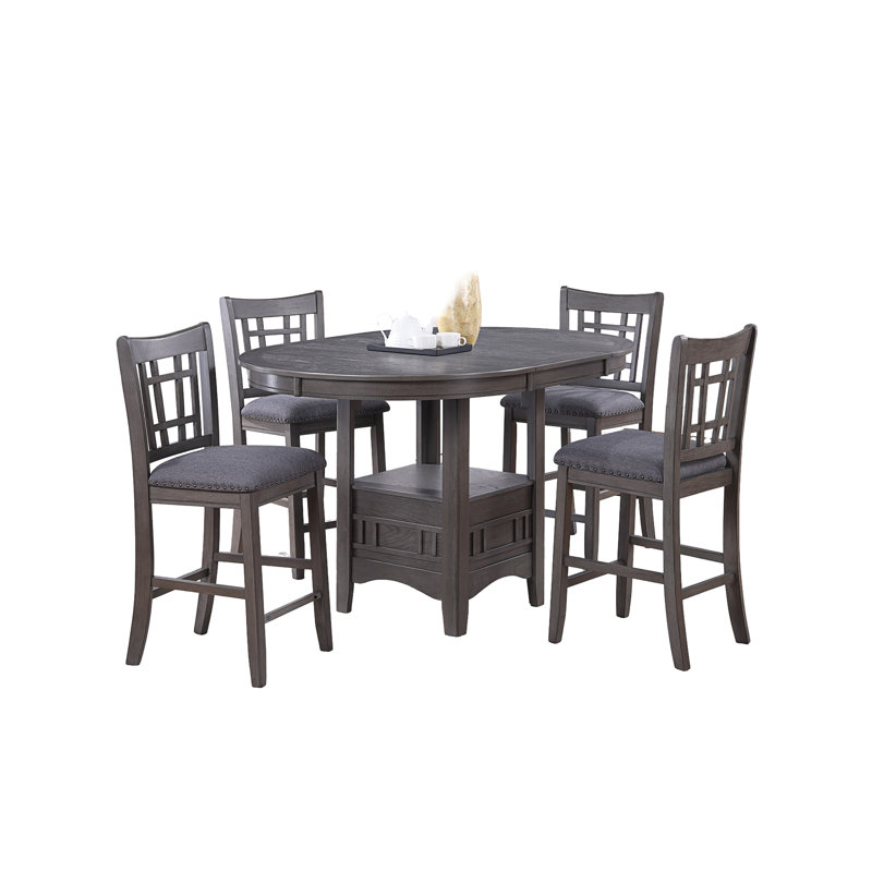 Table de salle à manger contemporaine en bois massif avec rallonge et 4 chaises
