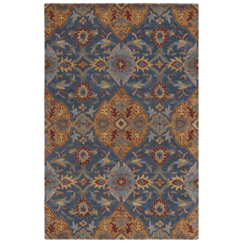Bastidas Hand Tufted Wool Floral Rug, Rectangle 5' x 8'