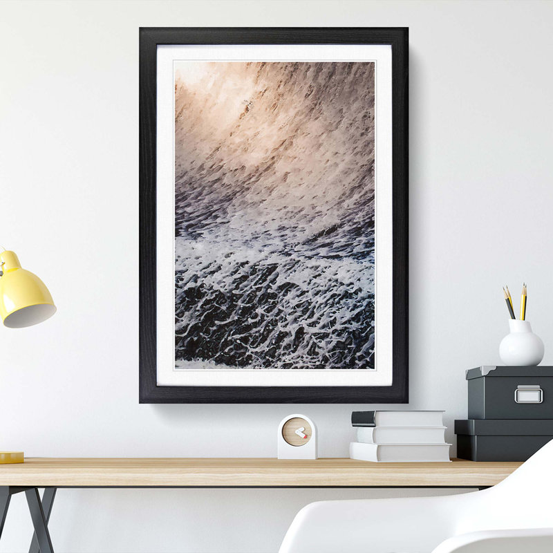 Wave Curves in Abstract - Picture Frame Graphic Art Print, 76cm H x 50cm W x 2cm D, Black
