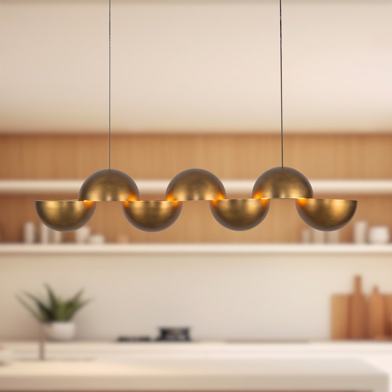 Void 41-in Black dimmable LED Linear Pendant, Antique Brass