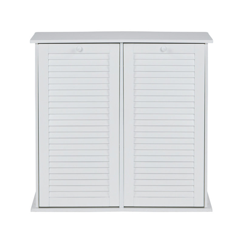 White Shutter Front Tilt-Out Laundry Sorter Cabinet