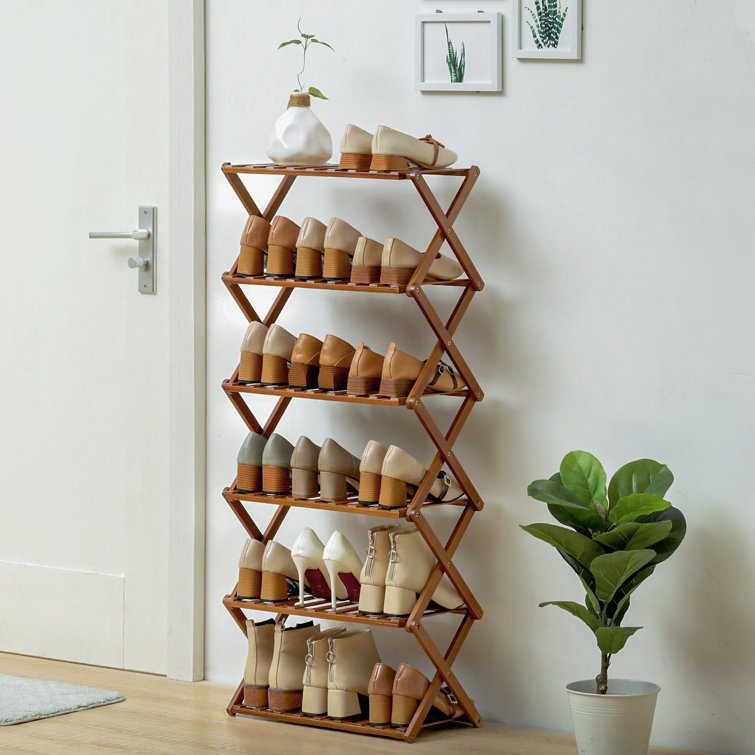 MoNiBloom 7 Tier Organizer Bamboo Cabinet Shoe Rack with Folding