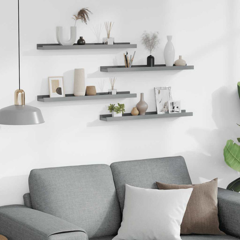Latitude Run® Wall Shelves 4 Pcs Sonoma Oak 45.3"X3.5"X1.2", Grey, 1.2" H x 23.6" W x 3.5" D