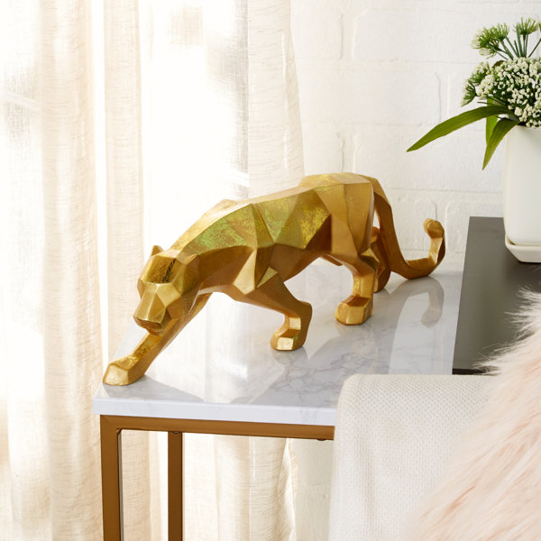 European Cheetah Statue Figurine Sculpture Home Office Gifts Sitting Leopard