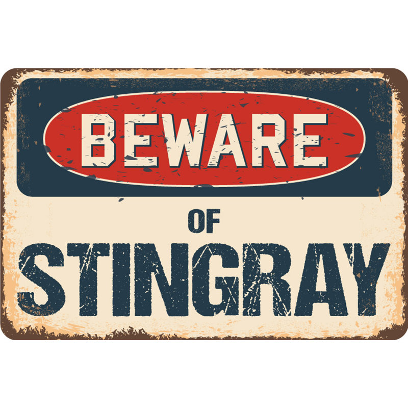 Panneau «Beware of Stingray», H 5 po x l 7 po x P 0,1 po