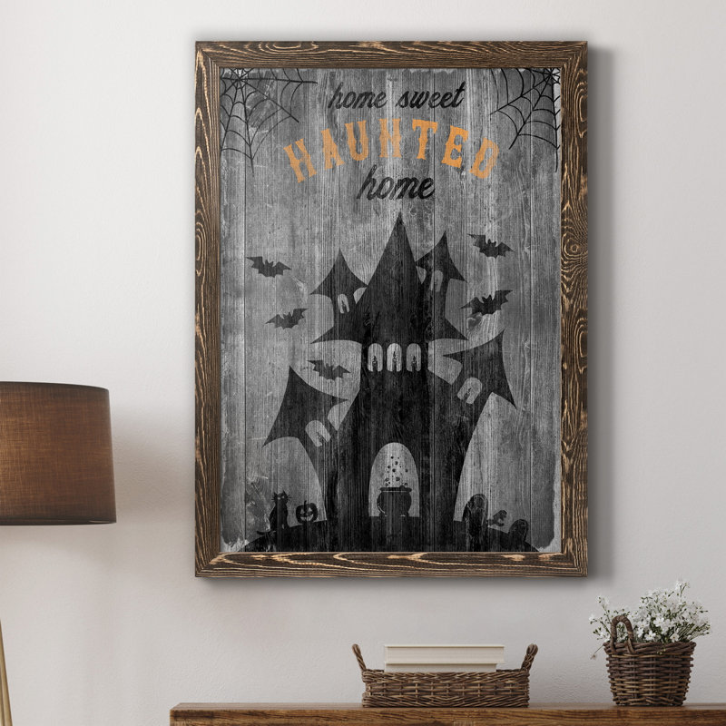 Haunted House - publicités encadrées sur toile, H 24 po x l 18 po x P 1,5 po, Noyer