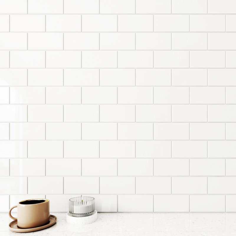 Carreau de verre Subway 3 po x 6 po, Blanc éclatant