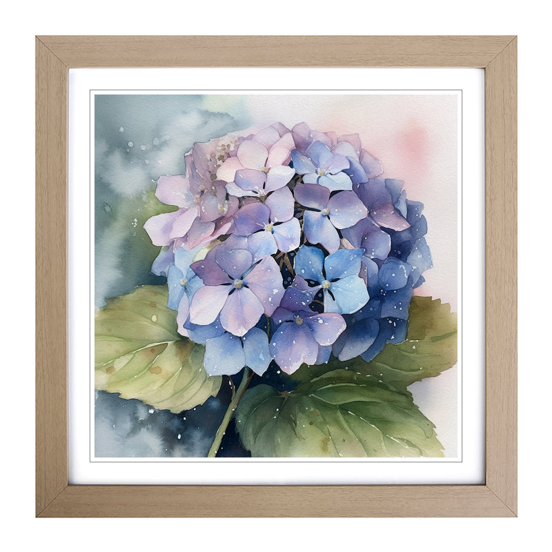 Hydrangea Watercolour No.3 - Framed Print, Oak