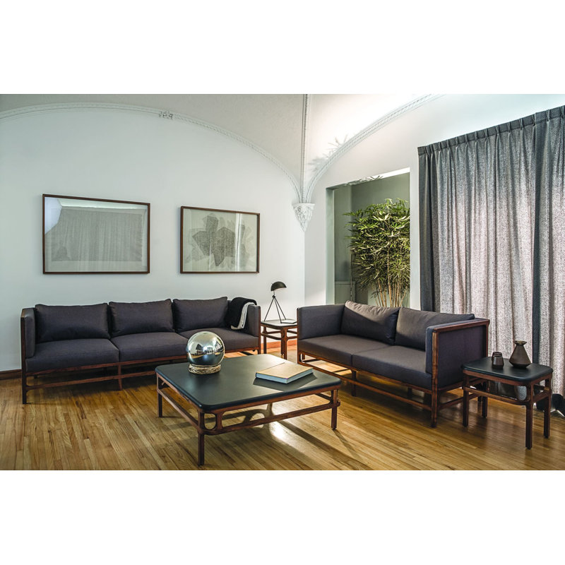 Table de bout Pirwi Furniture, Brun cerisier, Gris foncé