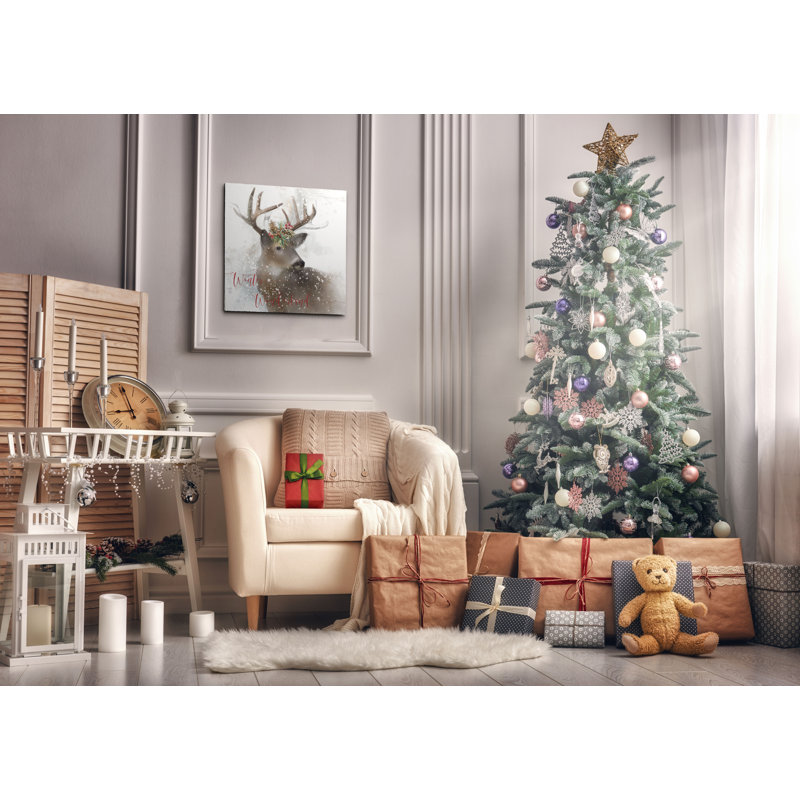 Winter Wonderland Deer - impression, H 10 po x l 10 po x P 1,5 po, Toile tendue