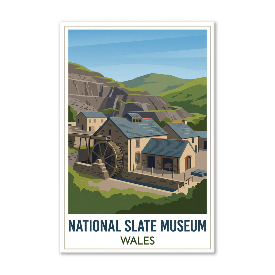 National Slate Museum, Wales - Romantic Travel Poster of Llanberis Slate Country. Giclee Print on Wrapped Canvas. Wall Art, Home Decor - Museums & Gal