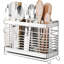 Porte-ustensiles en acier inoxydable avec plateau de drain, organisateur de cuisine mural ou de comptoir pour coutellerie, fourchettes, couteaux, cuillères et baguettes