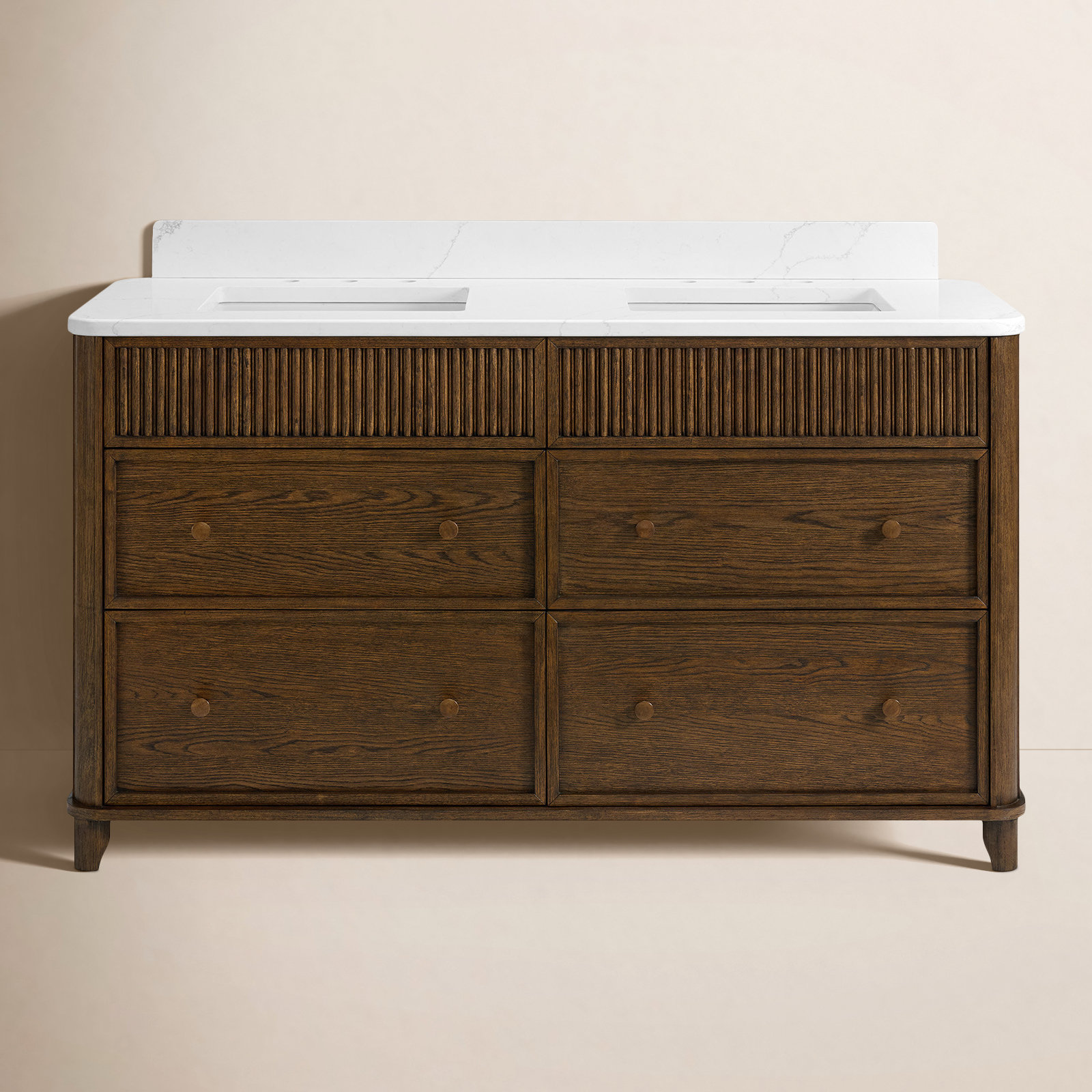Kennedy Oak Single Bathroom Vanity, Enhanced Brown Oak, 60"