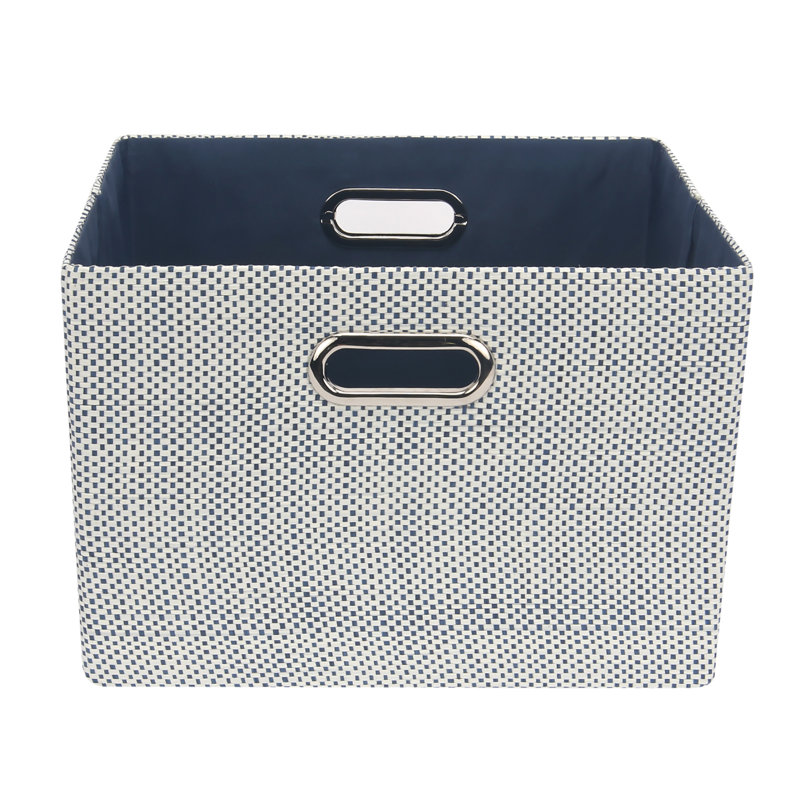 Grey Foldable/Collapsible Storage Bin/Basket Organizer with Handles, Blue