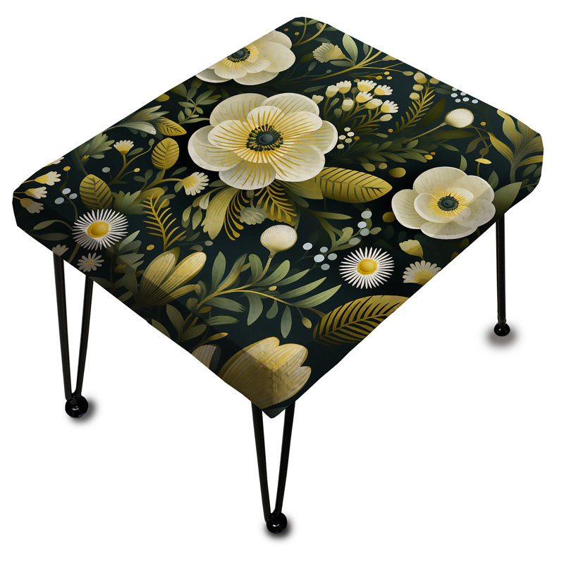 Classic Green Harmony Bouquet - Floral Rectangle Ottoman