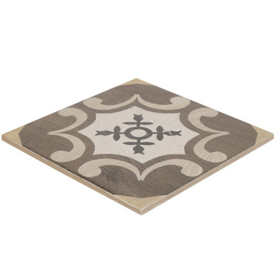 8x8 Art Wood W/ Stone Design 8 Porcelain Tile