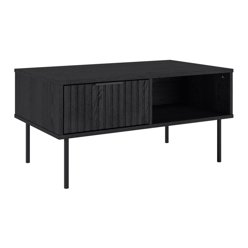 Dimattia Black Fluted Coffee Table with Storage