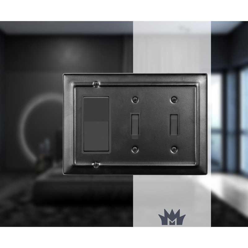 Matte Black 3-Gang Toggle and Rocker Combination Wall Plate
