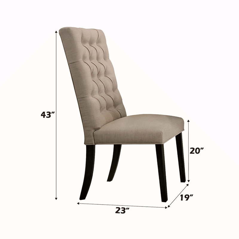 Chaise d'appoint en lin brun clair et finition rétro