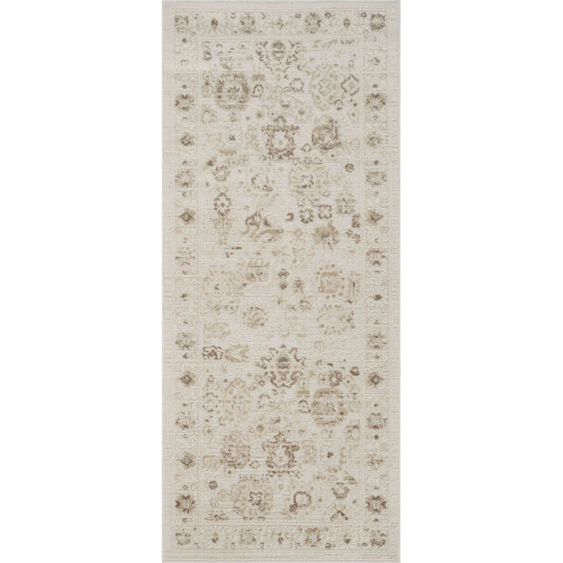 Abani Rugs Traditional Distressed Floral Beige Area Rug, Runner 2'6" x 6'