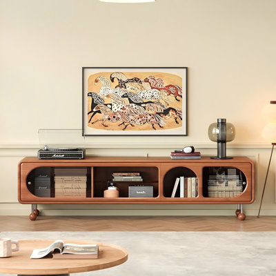 Modern Minimalist Solid Wood TV Cabinet with Storage