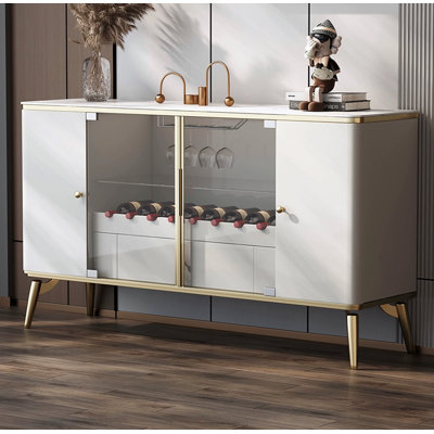 Light Luxury Style Stainless Steel and Sintered Stone Sideboard