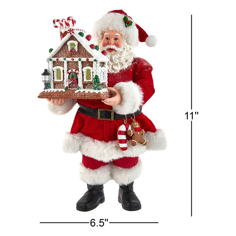 Kurt Adler 11-Inch Battery-Operated Santa with Light-Up Gingerbread House