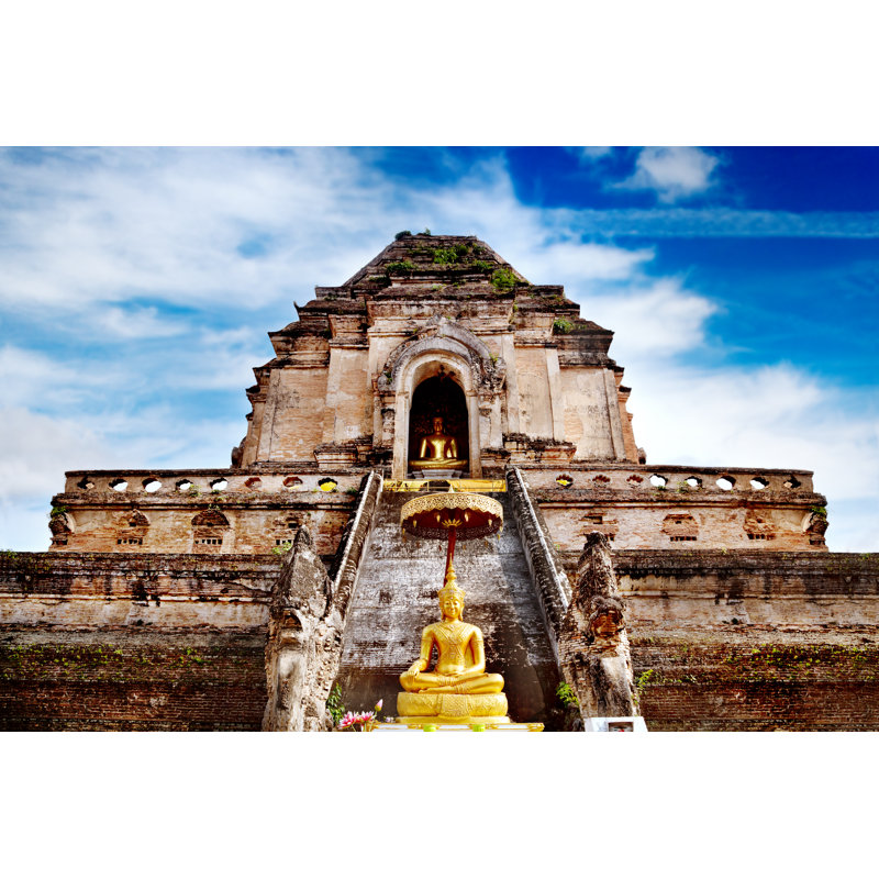 Temple Wat Chedi Luang In Chiang Mai;Thailand. by Ainatc - Wrapped Canvas Print, 30cm H x 46cm W x 3.8cm D