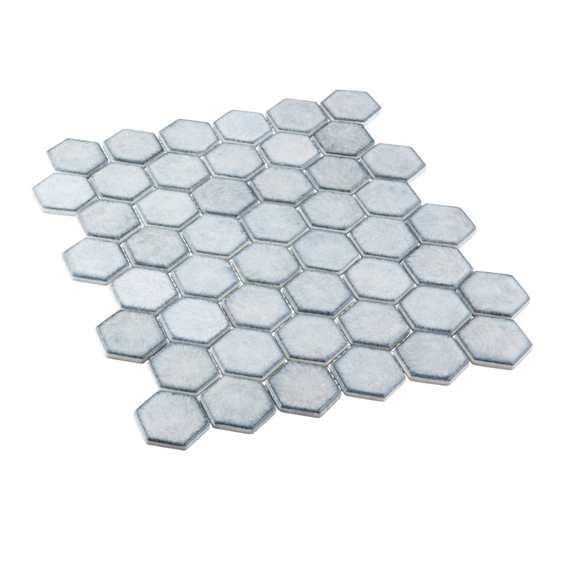 Honoro- Hexite Honeycomb Glass 2" Hexagon Mosaic Wall & Floor Tile, Gray