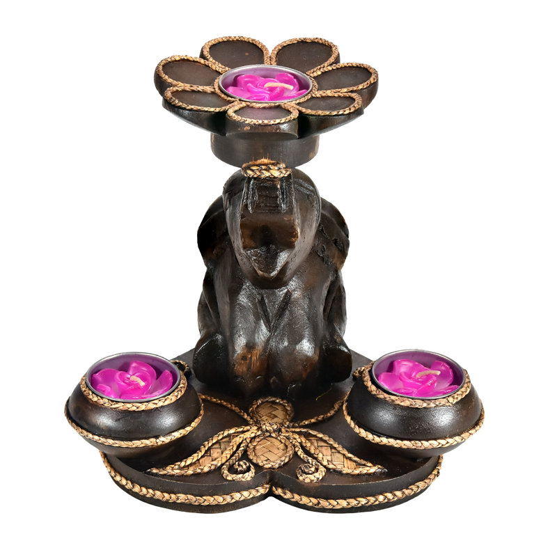 6.5'' H Wood Tabletop Tealight Holder