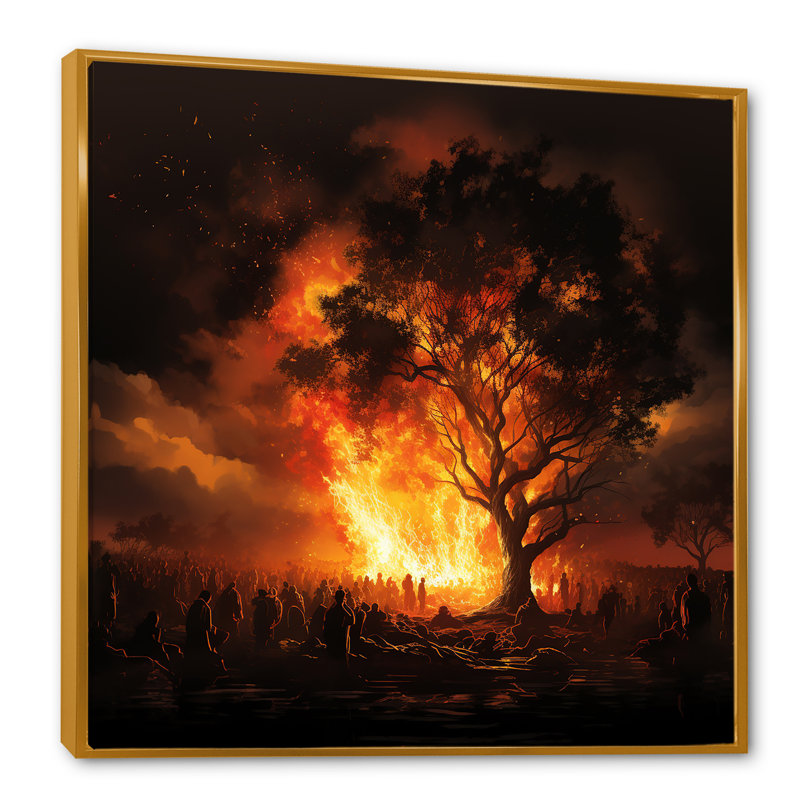 «Judaism Bonfire Blaze Friery Wilderness Luminescence» sur toile, Cadre flottant doré, H 30 po x l 30 po