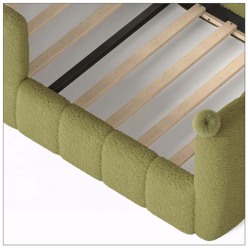 Lit de sol tapissier pour enfants, lit de plancher Montessori avec rails de sécurité, cadre de lit pour enfant, Antique Green