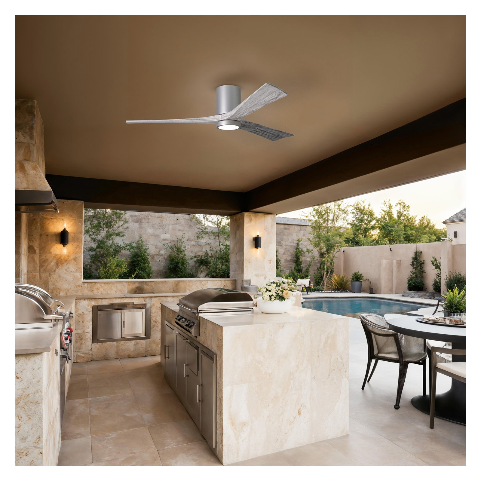 Olivier 3 Blade Ceiling Fan with LED Light Kit, Brushed Nickel, Barn Wood Tone, 60"