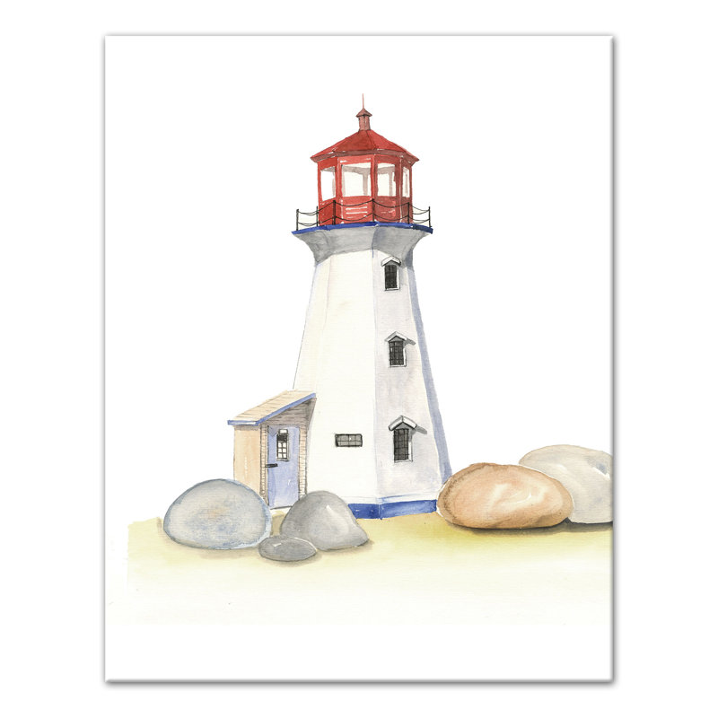 Roches et phares sur toile, H 14 po x l 11 po x P 1,25 po