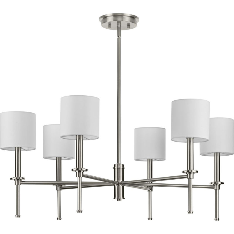 Nouveau lustre traditionnel à six lumières Towles, Nickel brossé